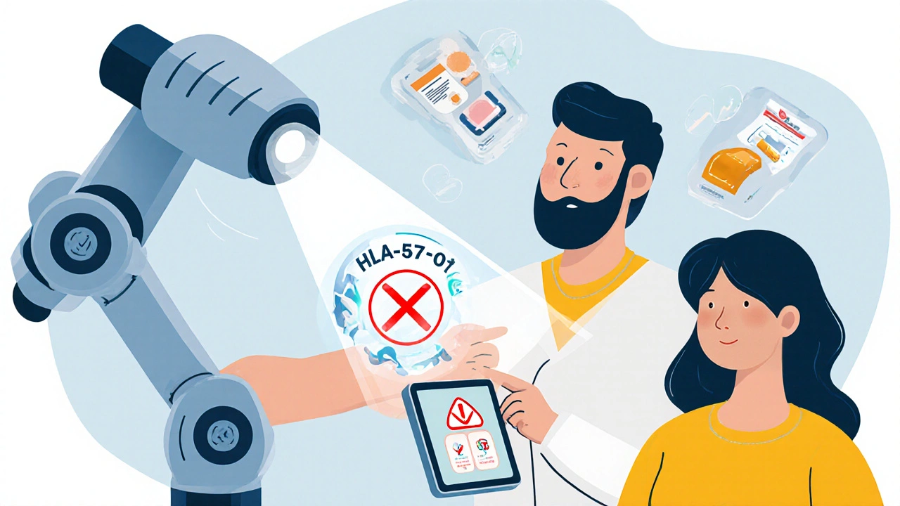 A doctor uses a genetic scanner to detect a dangerous gene variant before prescribing a medication.