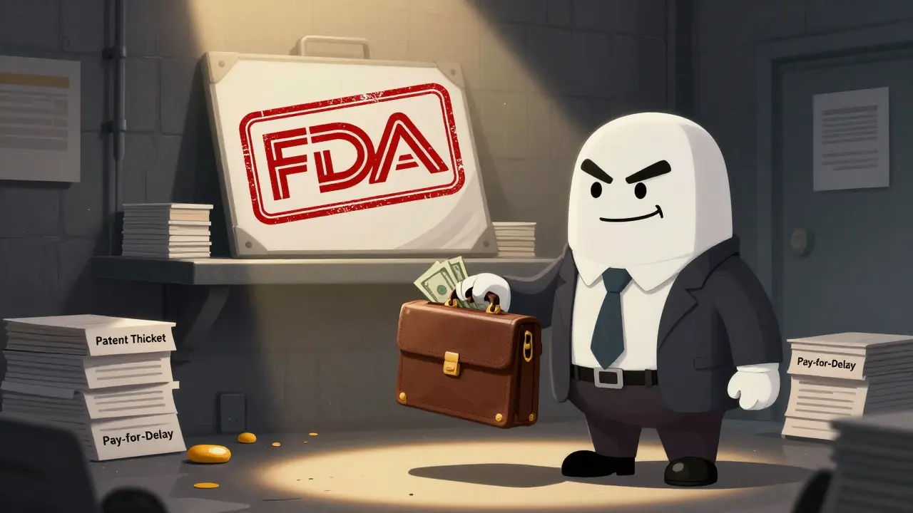 A drug executive pays a generic maker to delay launching a cheaper medicine.