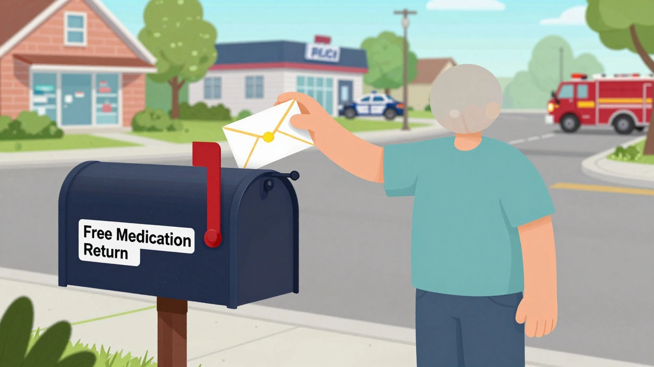 Someone mails back unwanted pills using a free prepaid envelope.