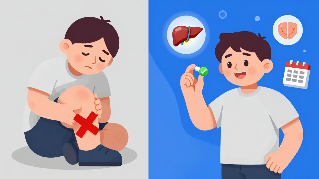 A person transitions from muscle pain with one statin to relief with a different statin and smart dosing.