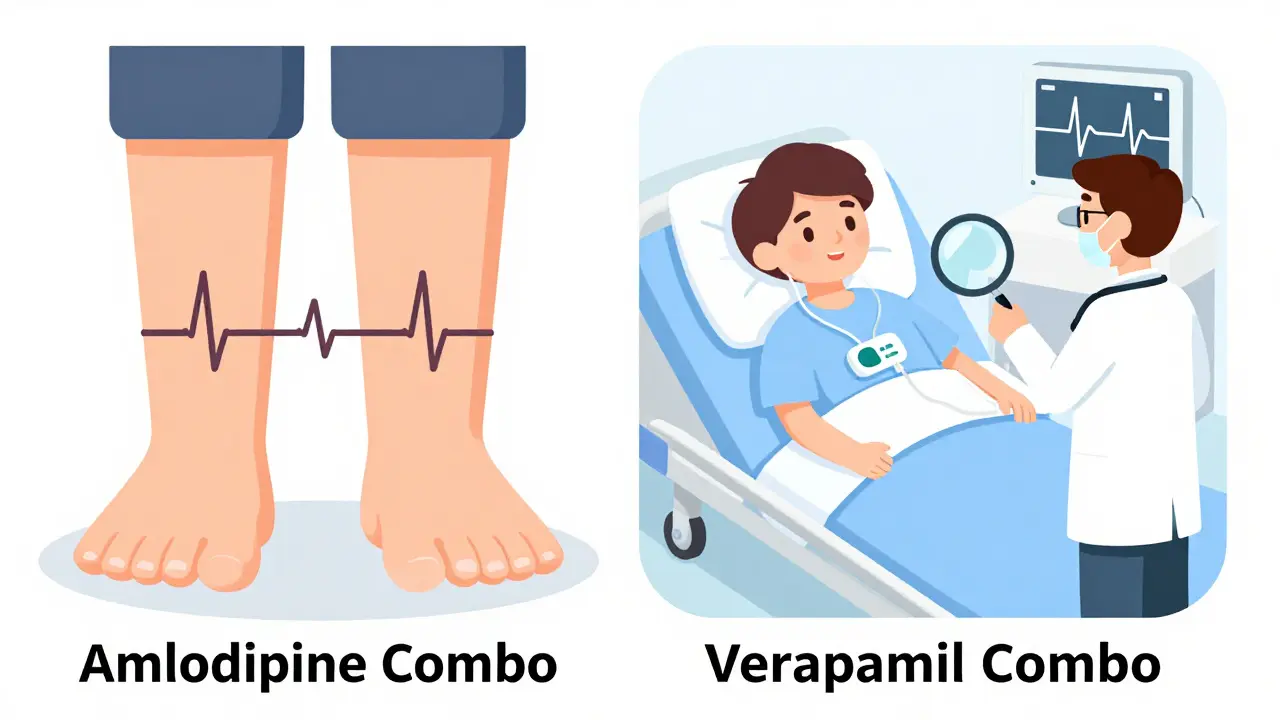 Two patients compared: one with mild swelling and stable ECG, another with a pacemaker after dangerous combo.