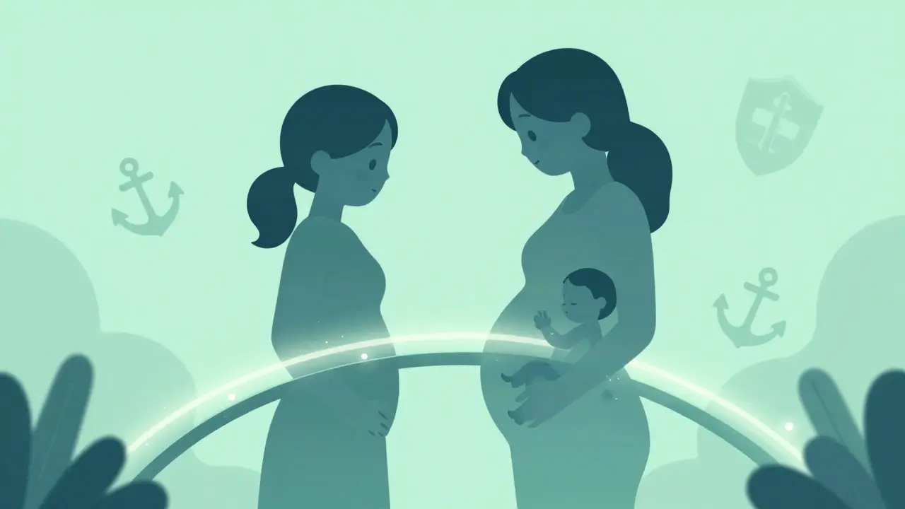 Abstract illustration of protective stability between mother and fetus