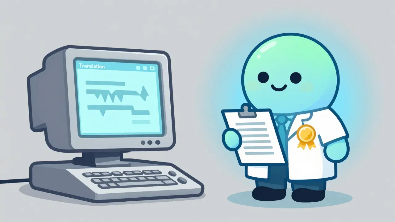 Comparison between an inaccurate computer translation and a certified medical translator.